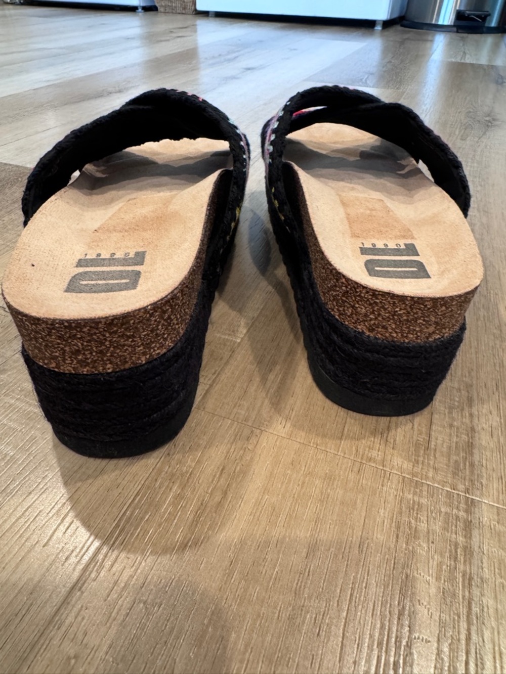Dirty Laundry Womens Blk Crochet Platform Slide Sandals with Multicolor Accents - Picture 4 of 6